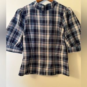 Lulus Plaid Short Sleeve Blouse Size M